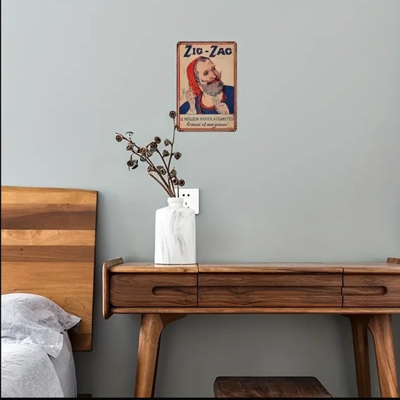 🆕 Zig-Zag Vintage Metal Tin Sign - Wall Art Decor for Home - Bar - Retro - Picture 5 of 6